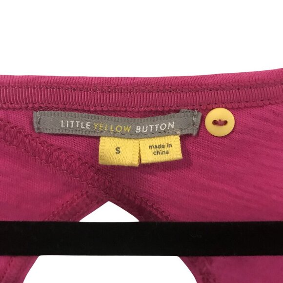 Anthropologie Little Yellow Button Pink Henley Keyhole Tiered Tank Top Size S Bo - Picture 3 of 8